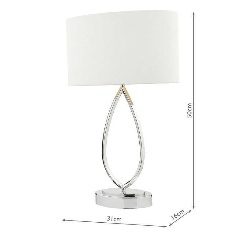 Dar Lighting Wyatt Touch Table Lamp Polished Chrome With Shade • WYA4250