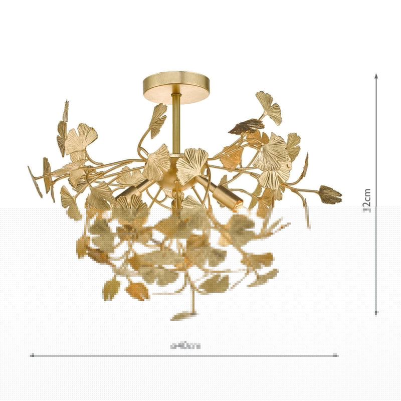 Dar Lighting Yadira 4 Light Semi Flush Gold Leaf • YAD0435