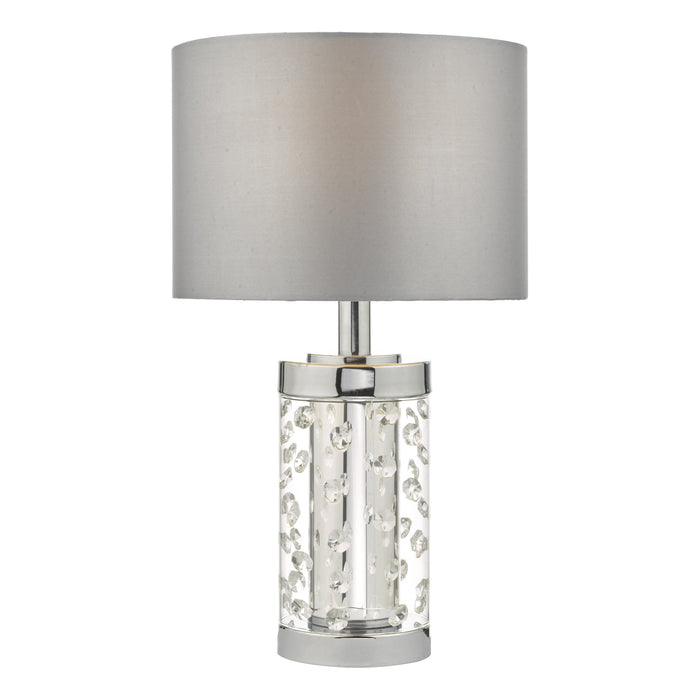 Dar Lighting Yalena Small Table Lamp Polished Chrome & Glass With Shade • YAL4108