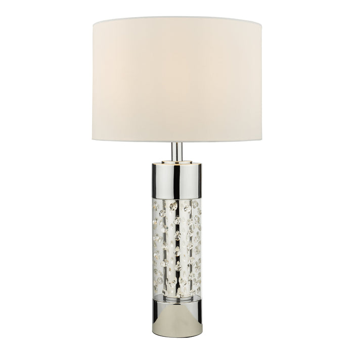 Dar Lighting Yalena Large Table Lamp Polished Chrome And Glass With Shade • YAL422