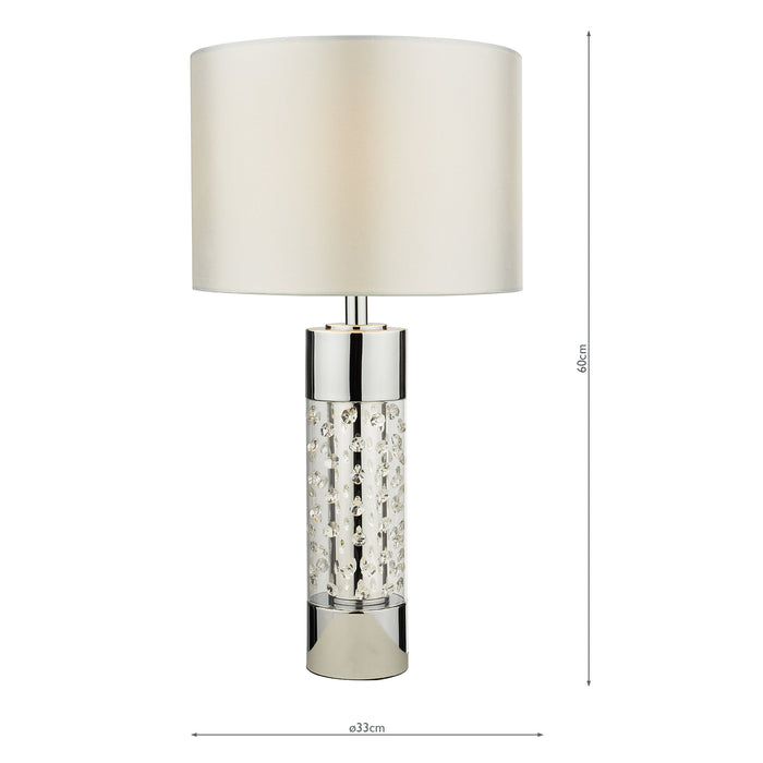 Dar Lighting Yalena Large Table Lamp Polished Chrome And Glass With Shade • YAL422