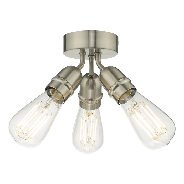 Dar Lighting Yao 3 Light Flush Satin Nickel • YAO0338