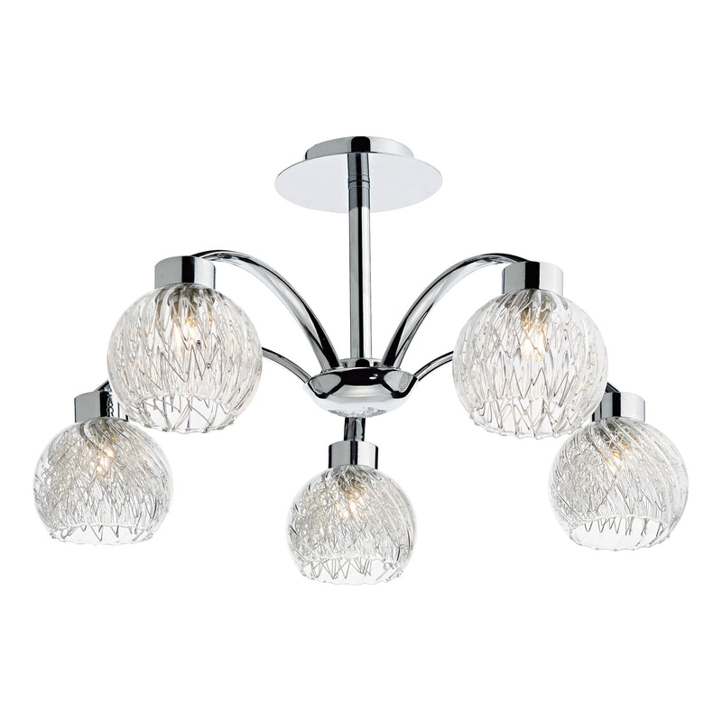 Dar Lighting Yasmin 5 Light Semi Flush Polished Chrome • YAS0550