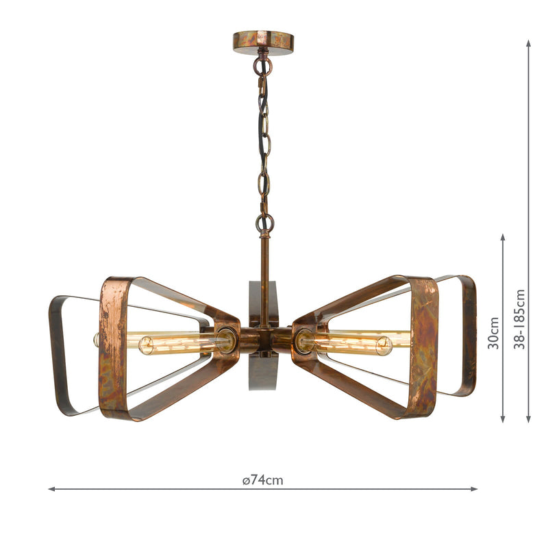 Dar Lighting Yavanna Industrial 5 Light Pendant Oiled Copper • YAV0564