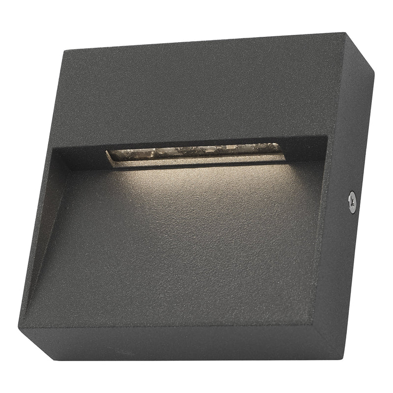 Dar Lighting Yukon Outdoor Wall Light Square Eyelid Anthracite IP65 LED • YUK2139