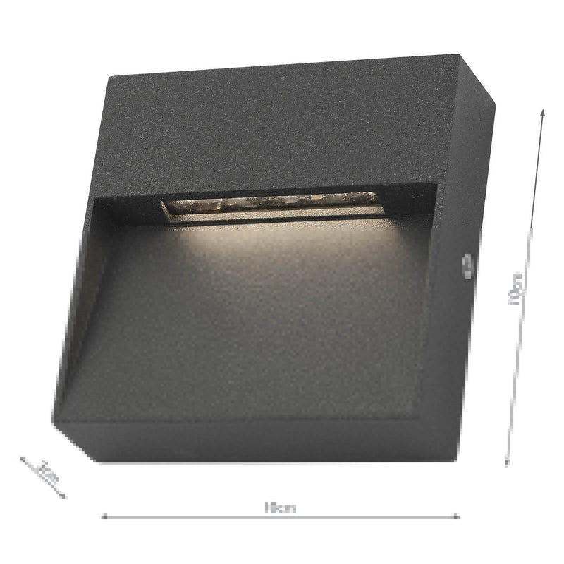 Dar Lighting Yukon Outdoor Wall Light Square Eyelid Anthracite IP65 LED • YUK2139