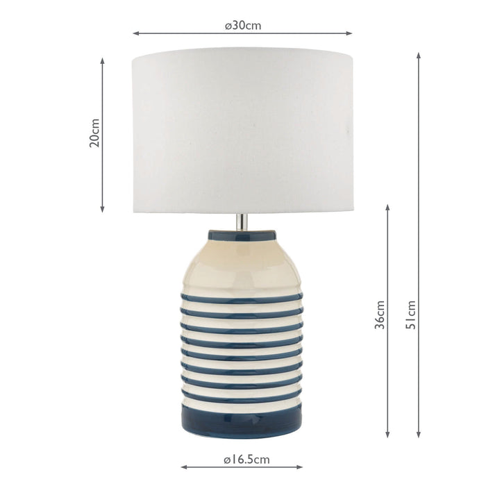 Dar Lighting Zabe Table Lamp White & Blue With Shade • ZAB4223