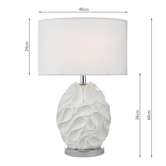 Dar Lighting Zachary Oval Table Lamp White With Shade • ZAC412