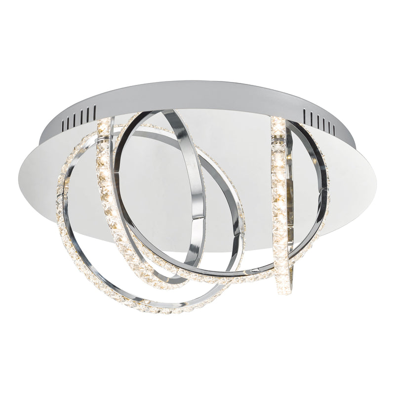 Dar Lighting Zancara Small 4 Light Flush Polished Chrome and Crystal LED • ZAN5250