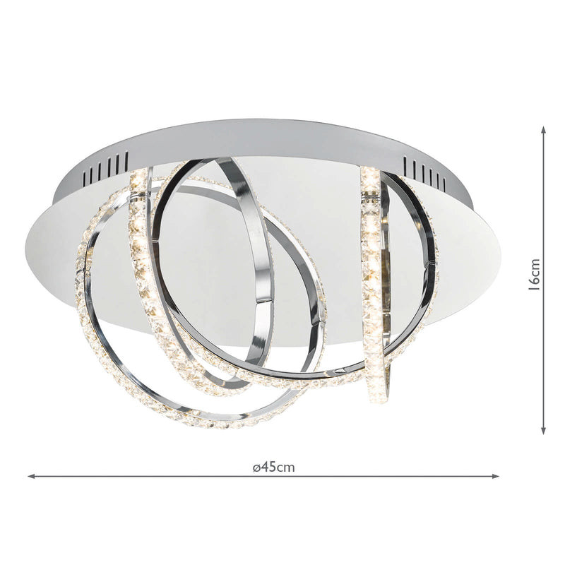 Dar Lighting Zancara Small 4 Light Flush Polished Chrome and Crystal LED • ZAN5250