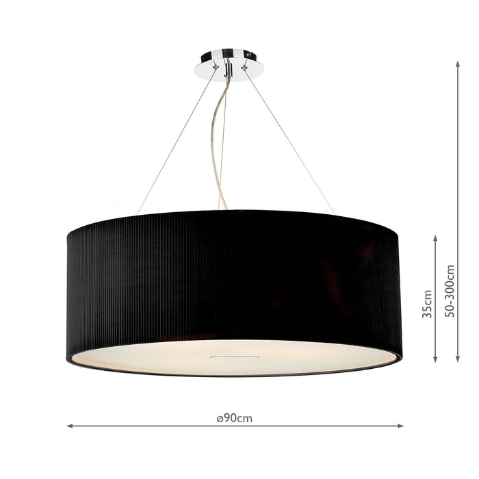 Dar Lighting Zaragoza 6 Light Pendant Black 90CM • ZAR0622