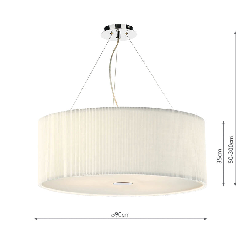Dar Lighting Zaragoza 6 Light Pendant Cream 90CM • ZAR0633