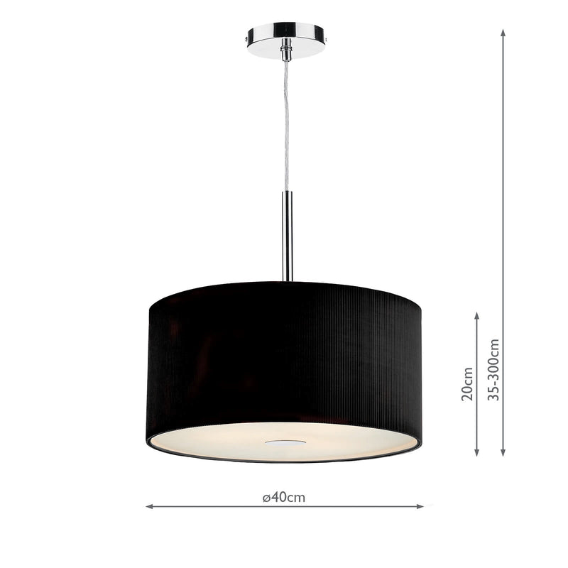 Dar Lighting Zaragoza 3 Light Pendant Black 40cm • ZAR1022