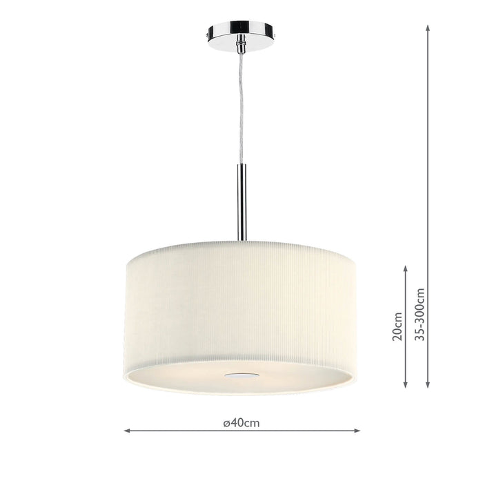 Dar Lighting Zaragoza 3 Light Pendant Cream 40cm • ZAR1033