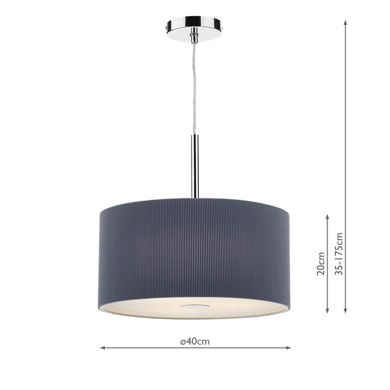 Dar Lighting Zaragoza 3 Light Pendant Grey 40cm • ZAR1039