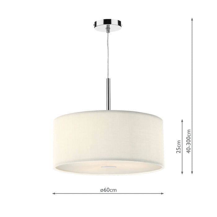 Dar Lighting Zaragoza 3 Light Pendant Cream 60cm • ZAR1733