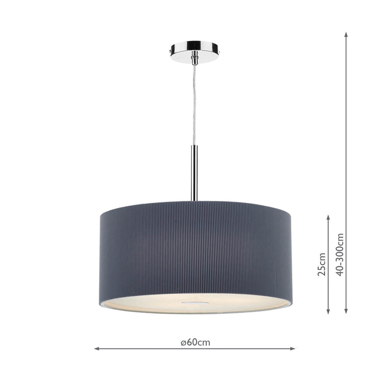 Dar Lighting Zaragoza 3 Light Pendant 60CM Grey • ZAR1739