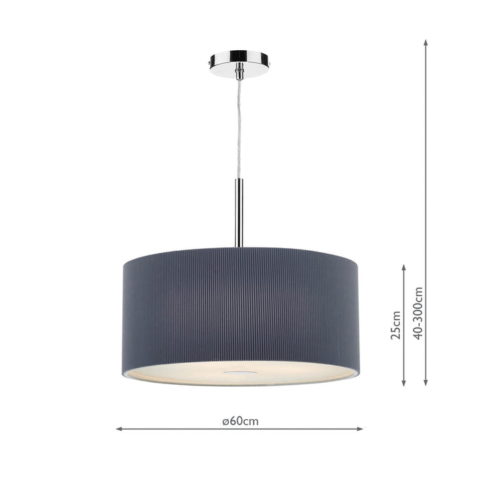 Dar Lighting Zaragoza 3 Light Pendant 60CM Grey • ZAR1739