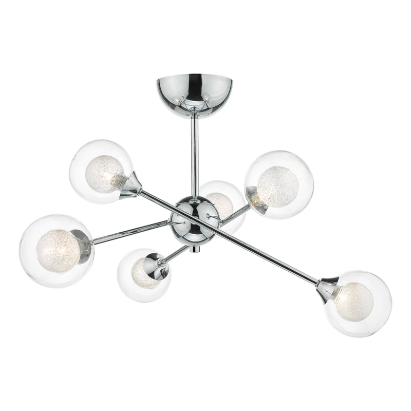 Dar Lighting Zeke 6 Light Semi Flush Polished Chrome • ZEK0650