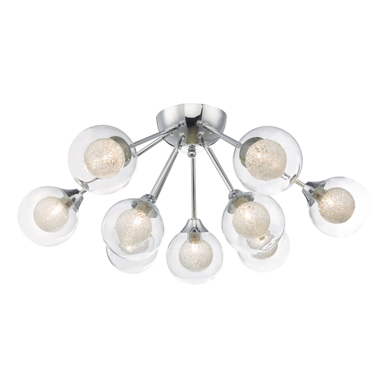 Dar Lighting Zeke 9lt Semi Flush Polished Chrome • ZEK1350
