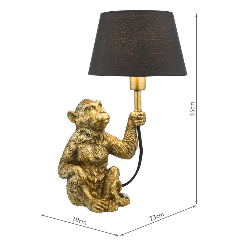 Dar Lighting Zira Monkey Table Lamp Gold With Shade • ZIR4235