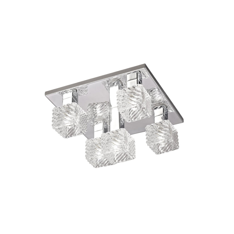 Deco Accor Ceiling Flush 5 Light G9, 230mm Square, Polished Chrome/Clear Glass • D0162