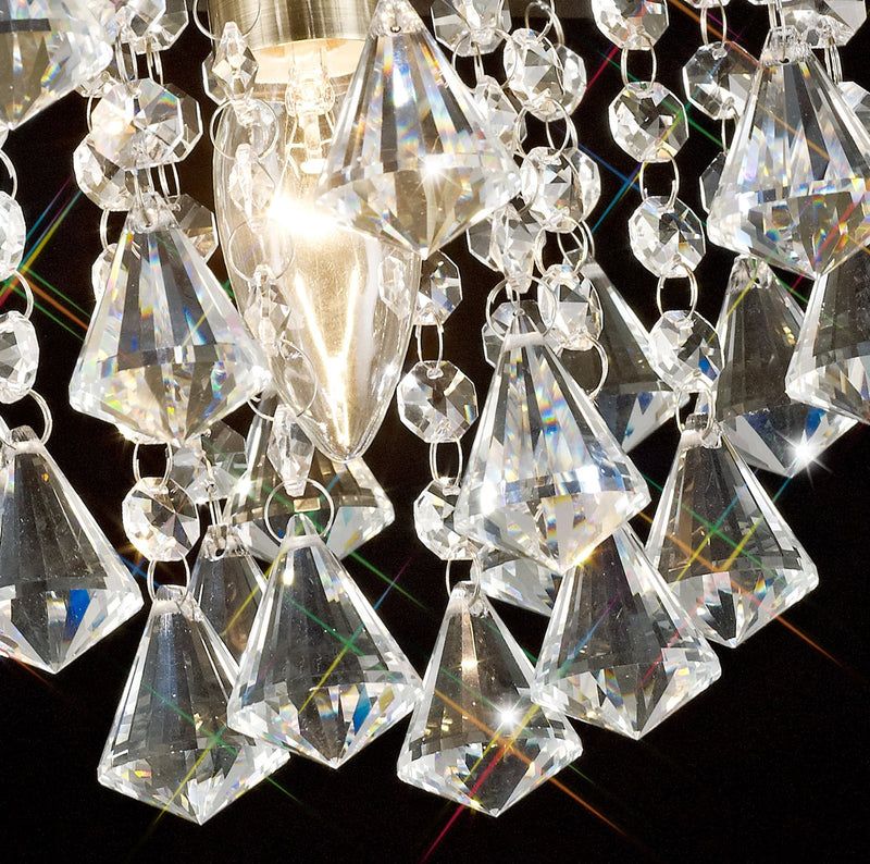 Deco Acton Flush Ceiling 4 Light E14, 380mm Square, Antique Brass/Prism Crystal • D0188