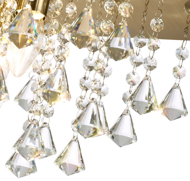 Deco Acton Flush Ceiling 4 Light E14, 380mm Square, Antique Brass/Prism Crystal • D0188