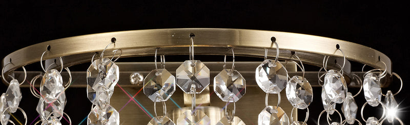 Deco Acton Wall Lamp 1 Light E14 Switched Antique Brass/Sphere Crystal • D0191