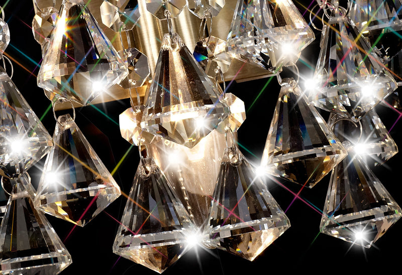 Deco Acton Wall Lamp 1 Light E14 Switched Antique Brass/Prism Crystal • D0192