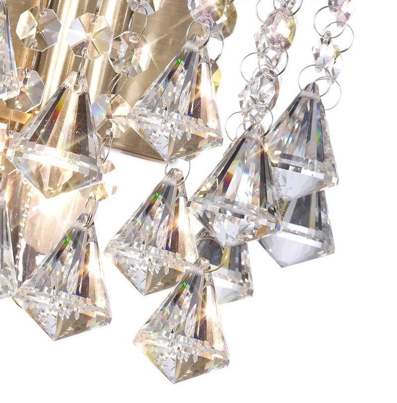 Deco Acton Wall Lamp 1 Light E14 Switched Antique Brass/Prism Crystal • D0192