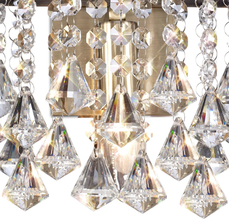 Deco Acton Wall Lamp 1 Light E14 Switched Antique Brass/Prism Crystal • D0192