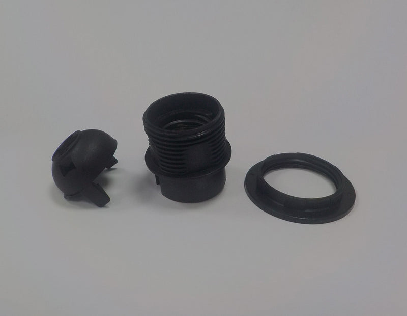 Deco Additions E27 Black Lampholder With Shade Ring Support • D0715