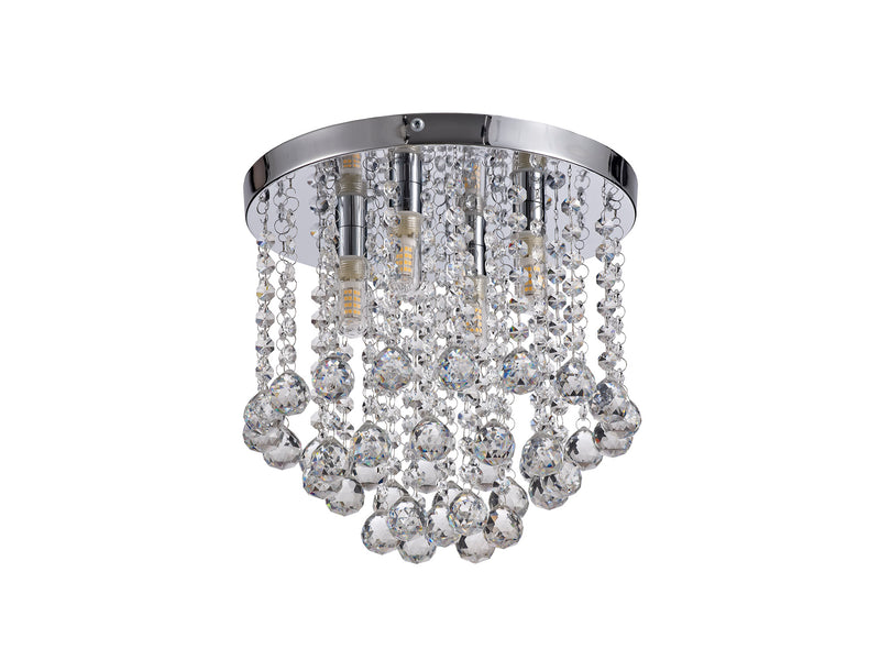 Regal lighting SL-2224 4 Light Flush Ceiling Light Polished Chrome And Crystal IP44