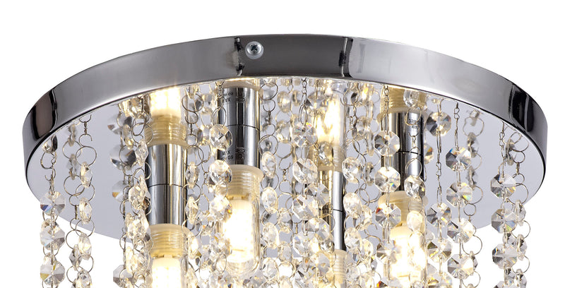 Regal lighting SL-2224 4 Light Flush Ceiling Light Polished Chrome And Crystal IP44