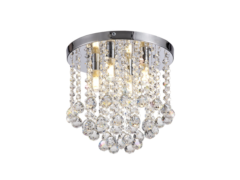 Regal lighting SL-2224 4 Light Flush Ceiling Light Polished Chrome And Crystal IP44