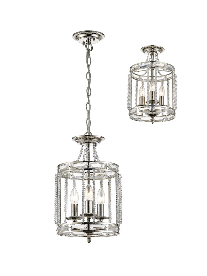 Diyas IL31665 Adina Pendant 3 Light E14 Polished Nickel/Crystal • IL31665