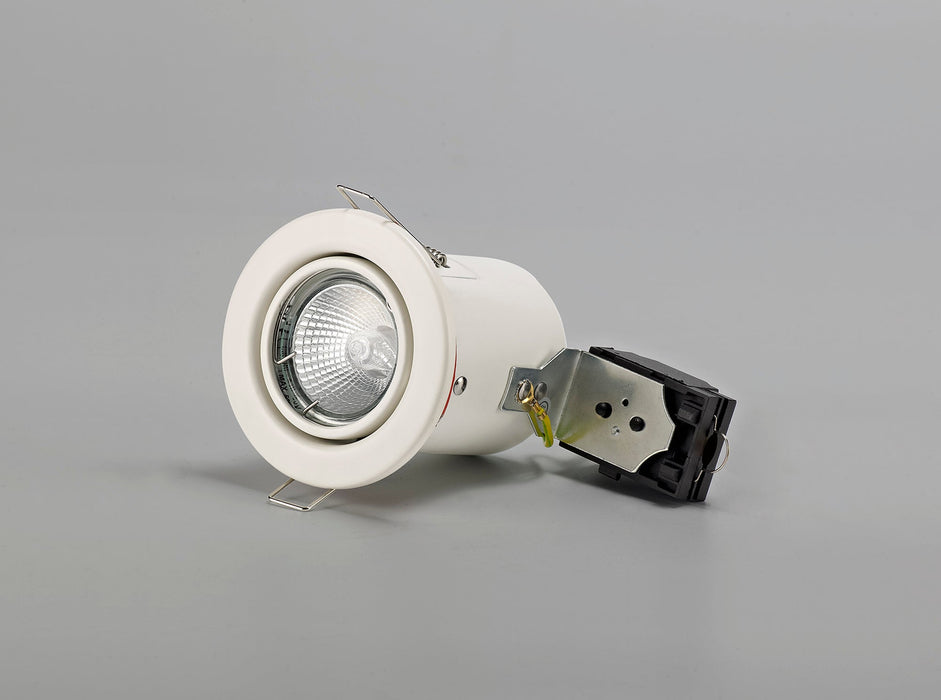 Deco Agni GU10 Adjustable Fire Rated Downlight, White, Cut Out: 75mm • D0440