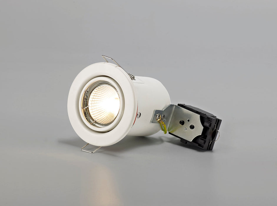 Deco Agni GU10 Adjustable Fire Rated Downlight, White, Cut Out: 75mm • D0440