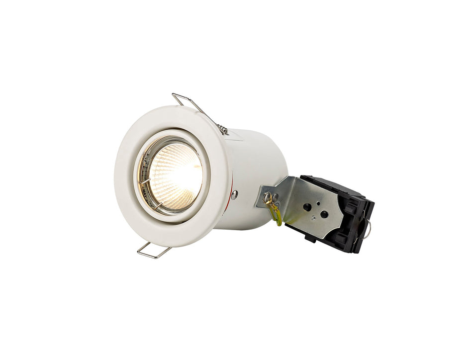 Deco Agni GU10 Adjustable Fire Rated Downlight, White, Cut Out: 75mm • D0440