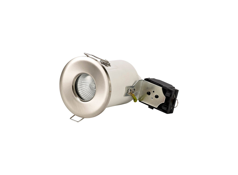 Deco Agni GU10 Fixed Fire Rated Downlight, Satin Nickel, IP65, Cut Out: 75mm • D0444