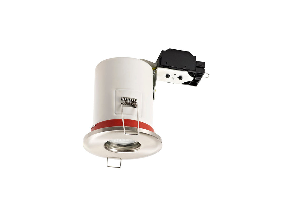 Deco Agni GU10 Fixed Fire Rated Downlight, Satin Nickel, IP65, Cut Out: 75mm • D0444