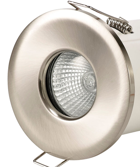 Deco Agni GU10 Fixed Fire Rated Downlight, Satin Nickel, IP65, Cut Out: 75mm • D0444