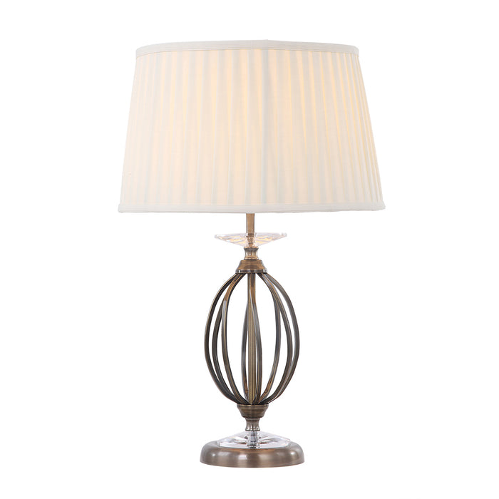 Elstead Lighting AG-TL-AGED-BRASS Aegean Single Light Table Lamp in Aged Brass Finish Complete With Ivory Cotton Shade Shade