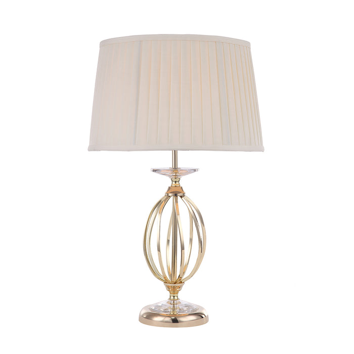 Elstead Lighting AG-TL-POL-BRASS Aegean Single Light Table Lamp in Polished Brass Finish Complete With Ivory Cotton Shade Shade