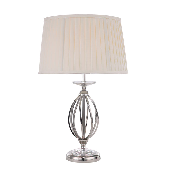 Elstead Lighting AG-TL-POL-NICKEL Aegean Single Light Table Lamp in Polished Nickel Finish Complete With Ivory Cotton Shade Shade