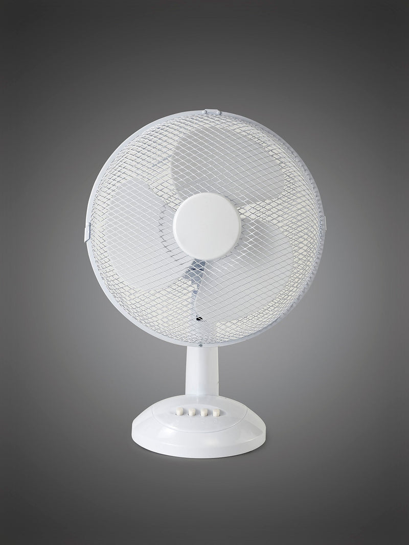 Deco Airo 40W 12", 3 Speed Oscillating Desk Fan, White • D0433