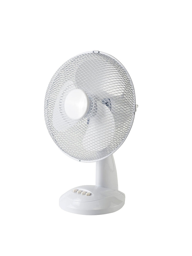 Deco Airo 40W 12", 3 Speed Oscillating Desk Fan, White • D0433