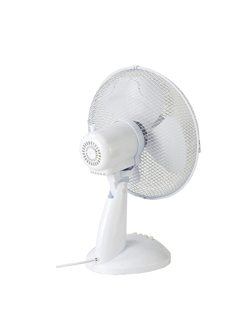 Deco Airo 40W 12", 3 Speed Oscillating Desk Fan, White • D0433