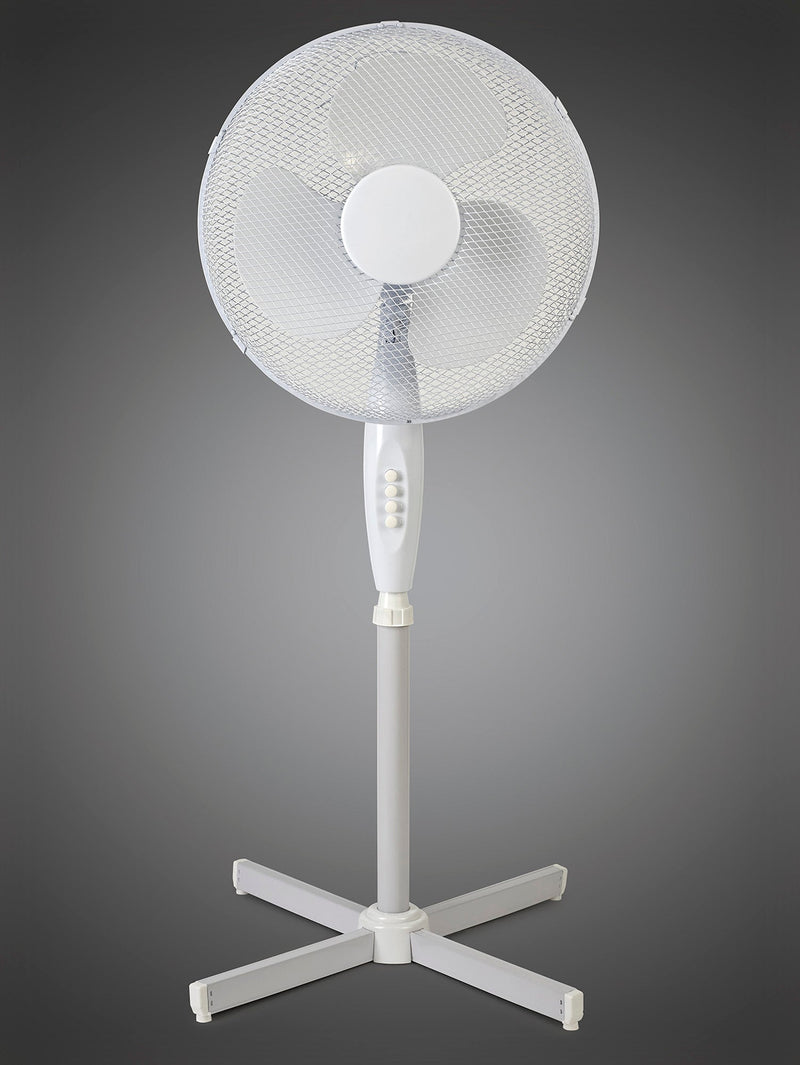 Deco Airo 45W 16", 3 Speed Oscillating Pedestal Fan, White • D0435